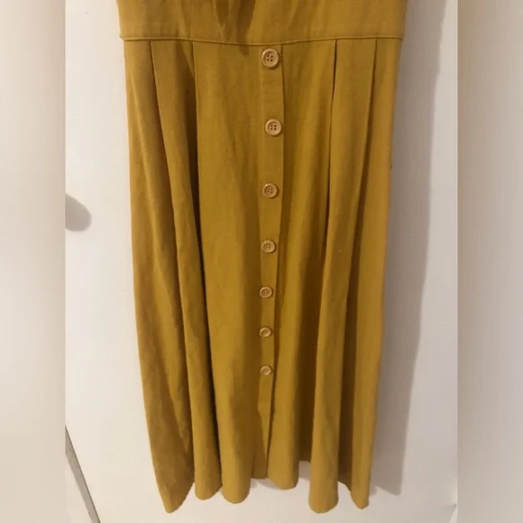 Hello Molly Mustard yellow Tie-Front Boho Cotton Midi Dress size small - Picture 3 of 9